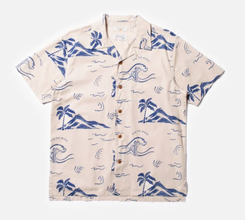 Nudie Jeans Arvid Waves Hawaii Shirt Ecru