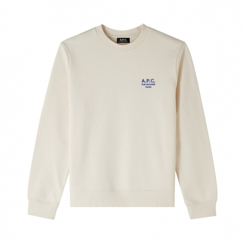 A.P.C. Paris Rider Small Logo Crew Sweat Off White/Blue