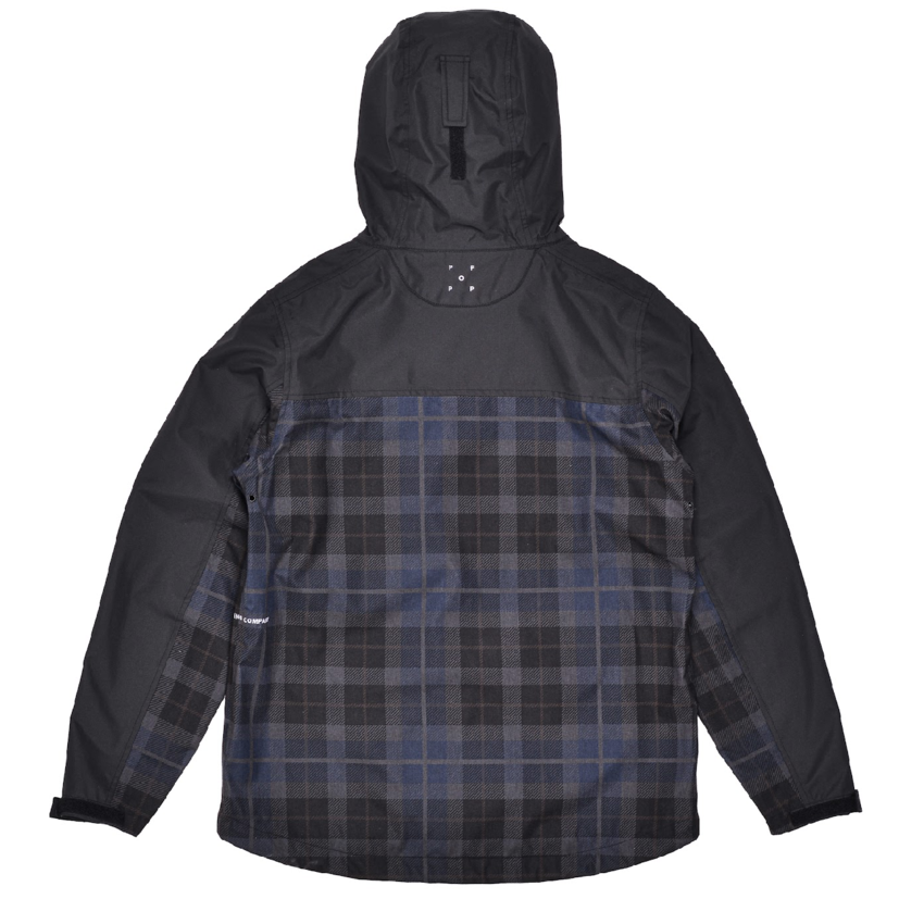 POP Trading Company Big Pocket Hooded Jacket Black/Navy Check