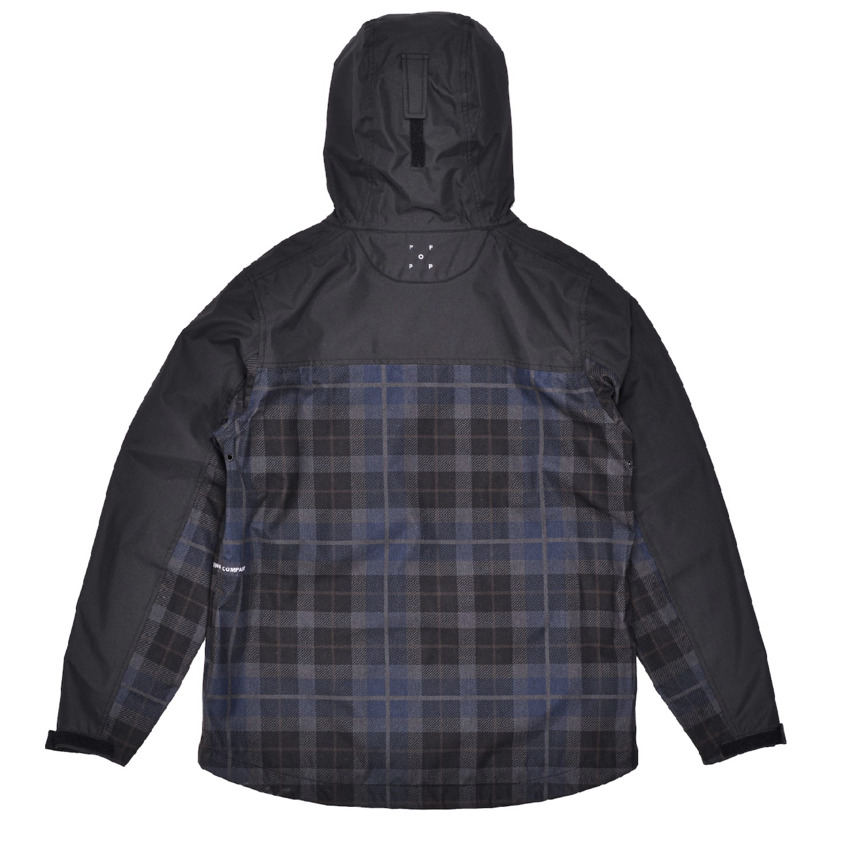 POP Trading Company Big Pocket Hooded Jacket Black/Navy Check