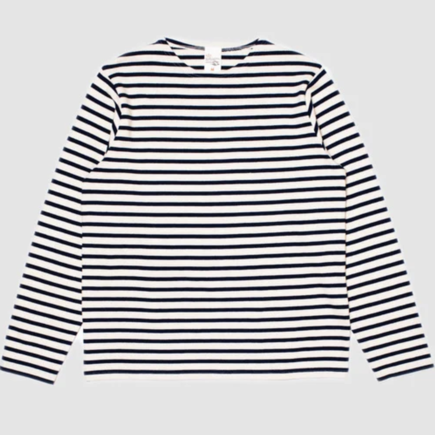 Nudie Jeans Charles Stripe LS T-Shirt Offwhite/Blue