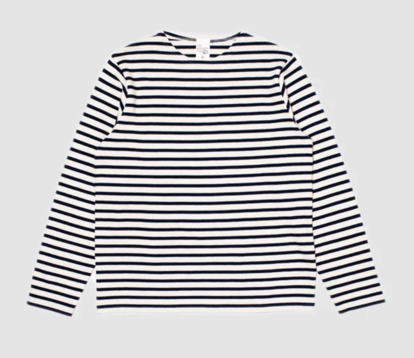 Nudie Jeans Charles Stripe LS T-Shirt Offwhite/Blue