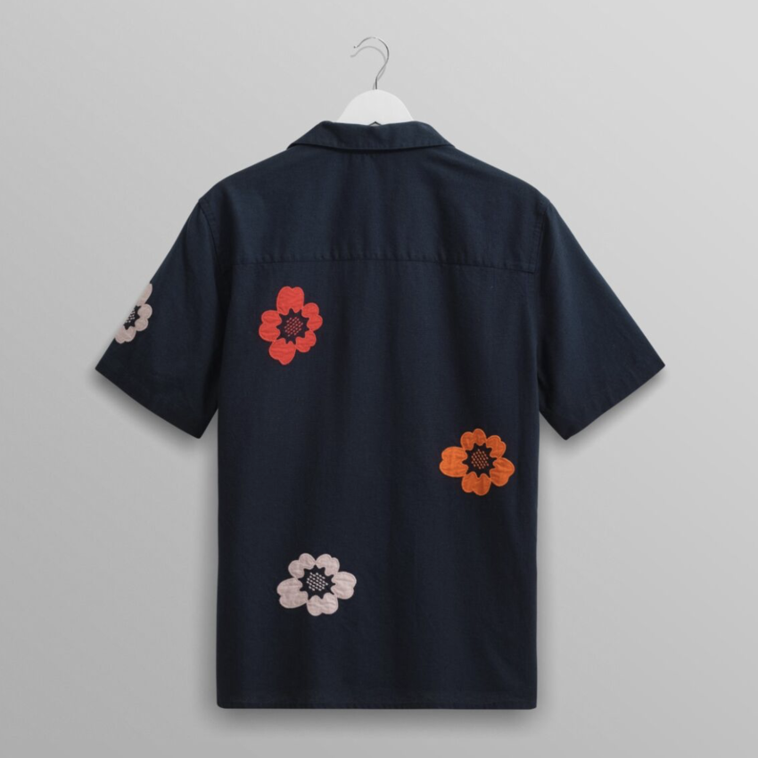 Wax London Didcot Shirt Applique Floral Navy