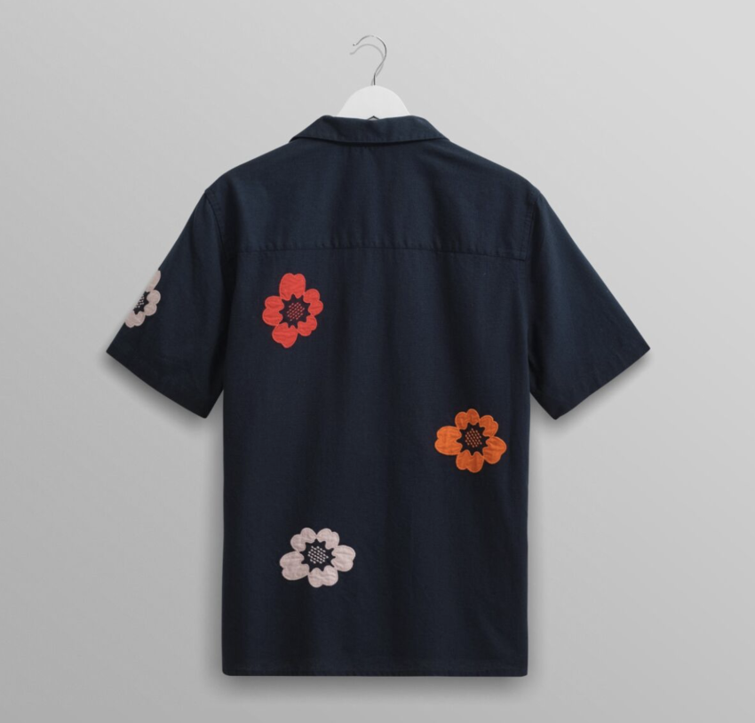 Wax London Didcot Shirt Applique Floral Navy