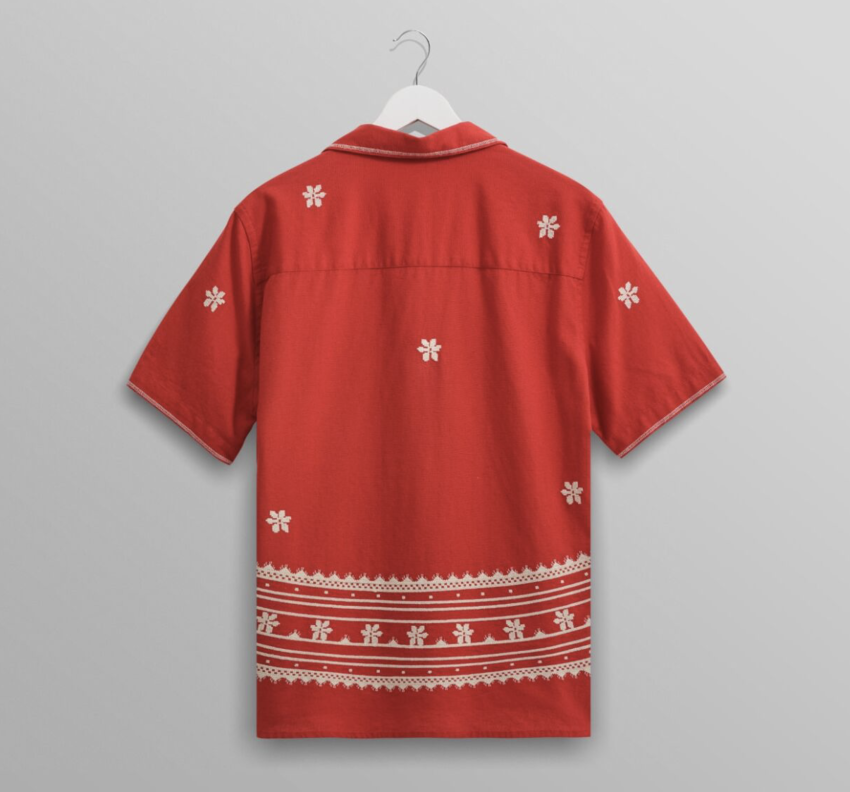 Wax London Didcot Shirt Daisy Embroidery Red/Ecru