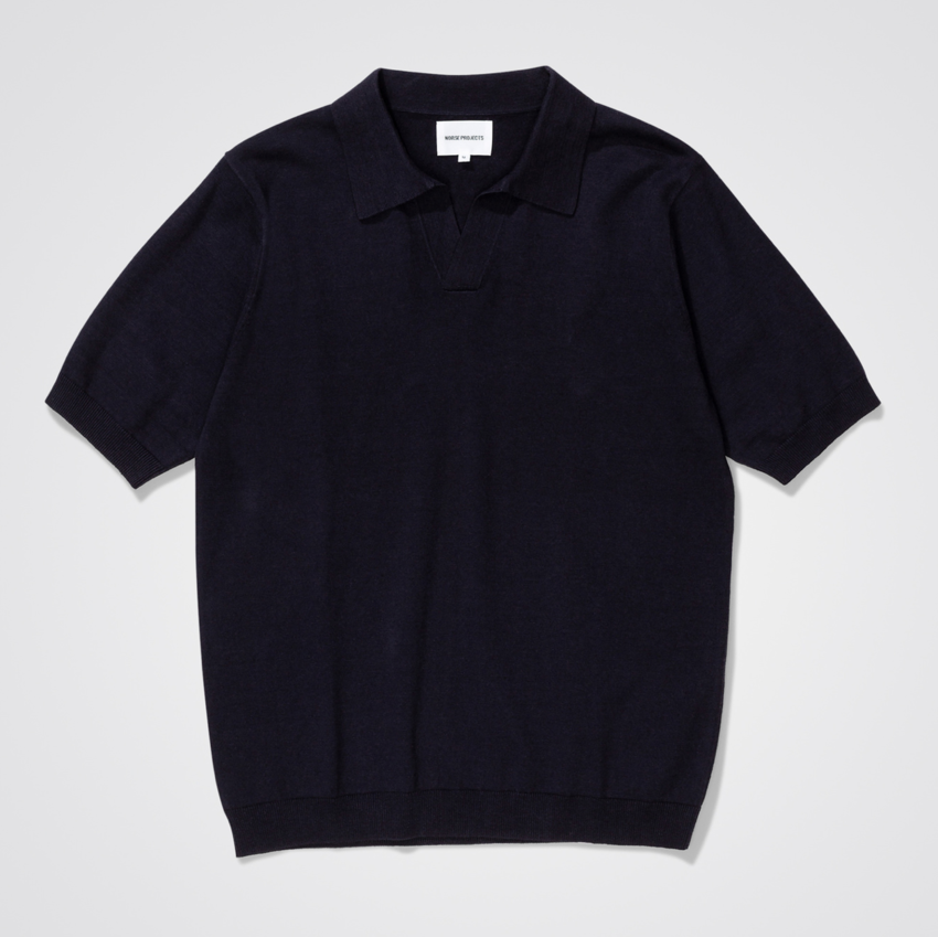Norse Projects   Leif Cotton Linen Polo Dark Navy