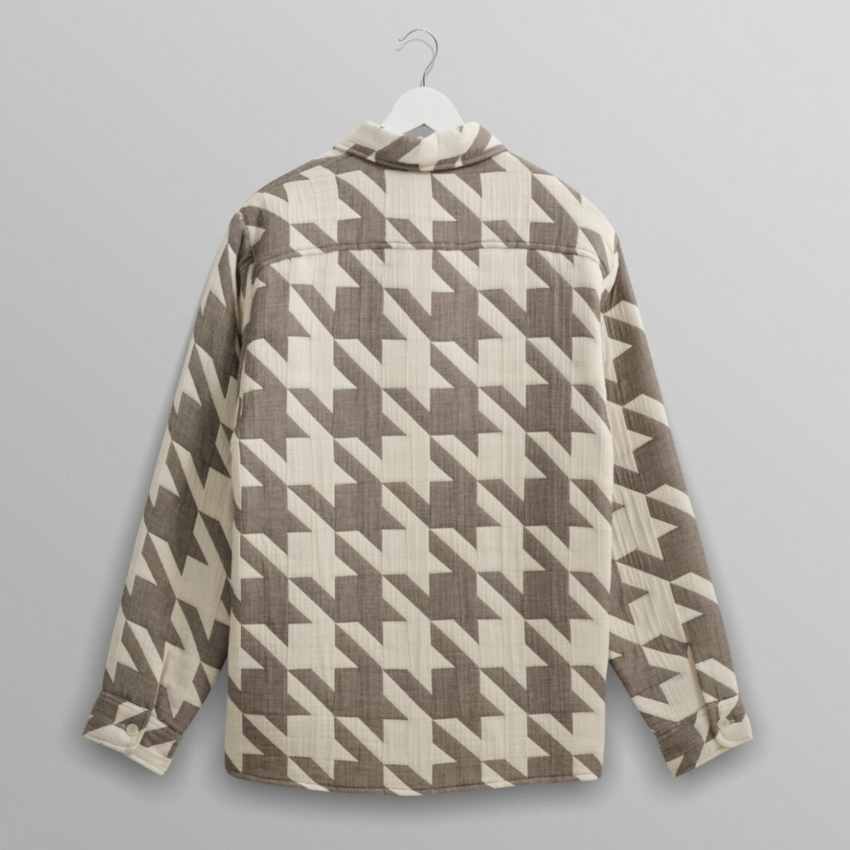 Wax London Whiting Overshirt Houndstooth Quilt Ecru