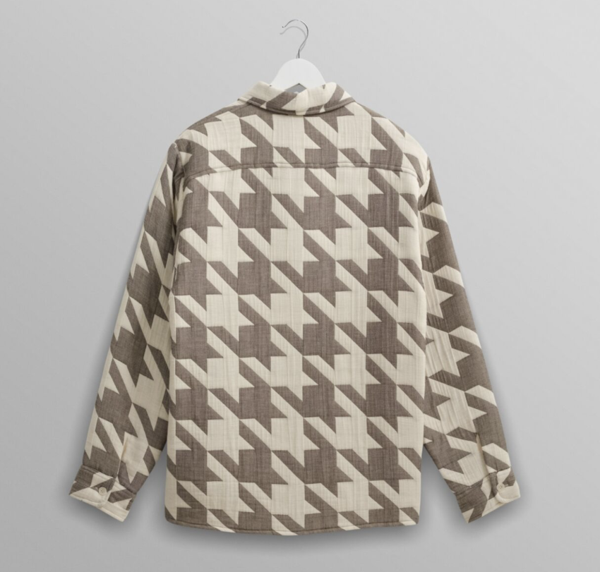 Wax London Whiting Overshirt Houndstooth Quilt Ecru