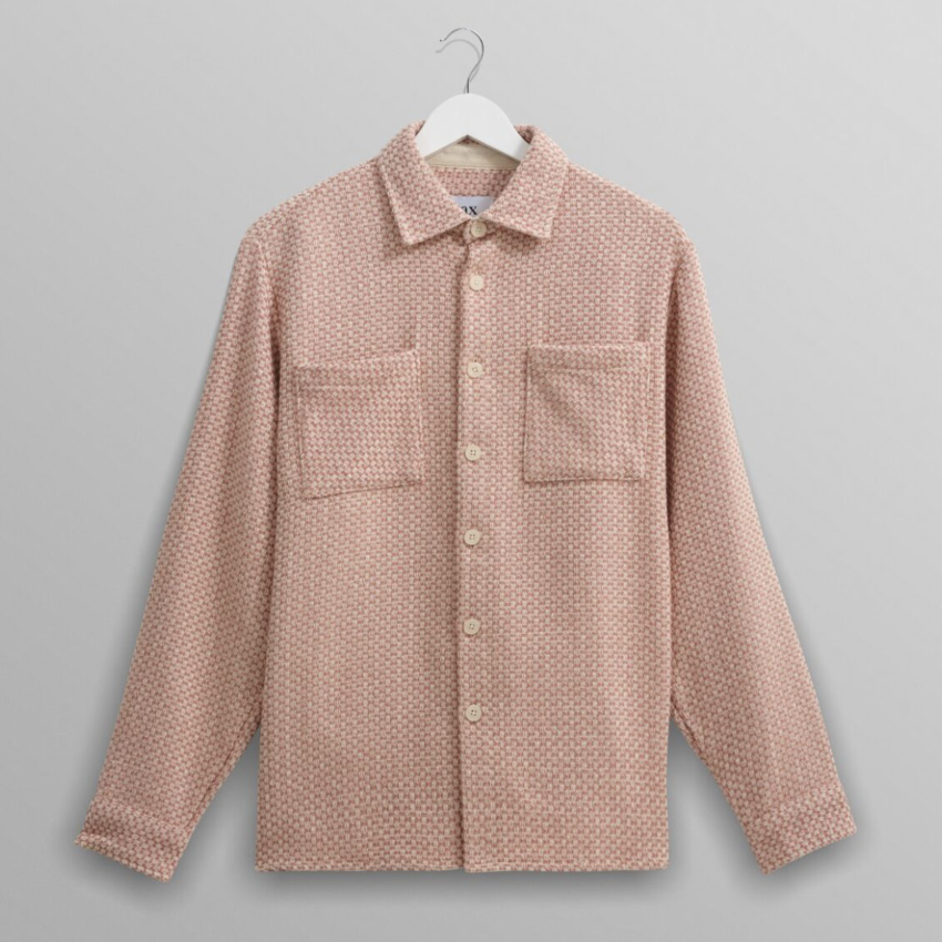 Wax London Whiting Overshirt Stepney Pink/Ecru