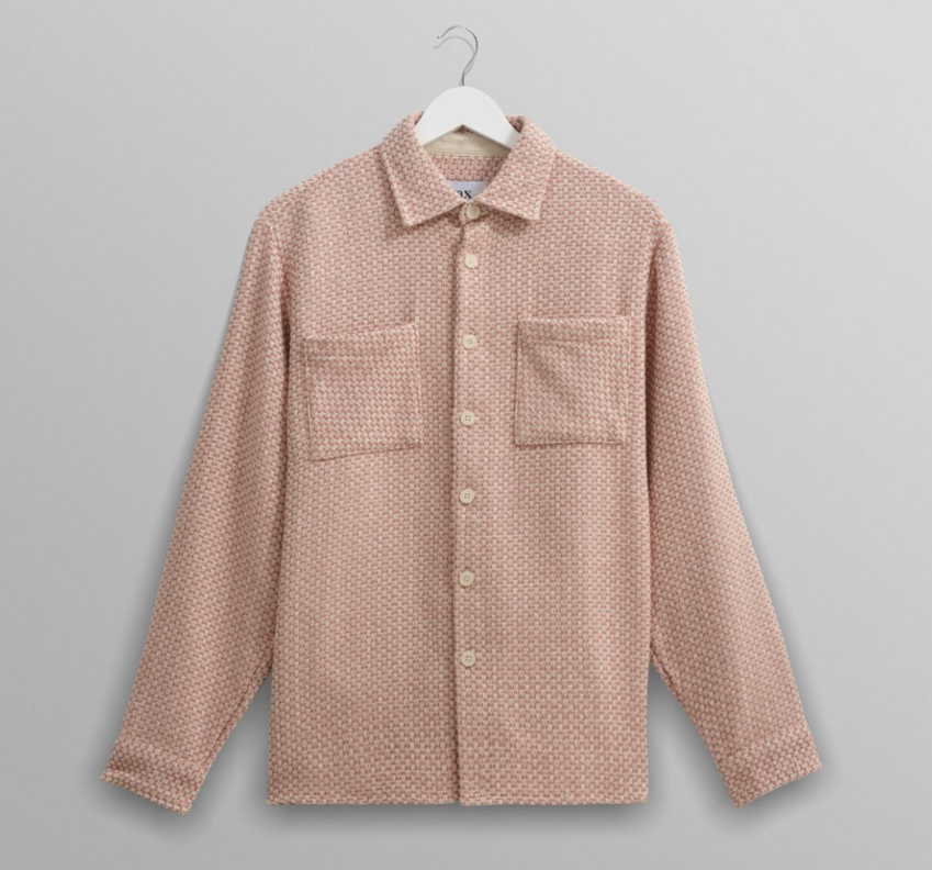 Wax London Whiting Overshirt Stepney Pink/Ecru