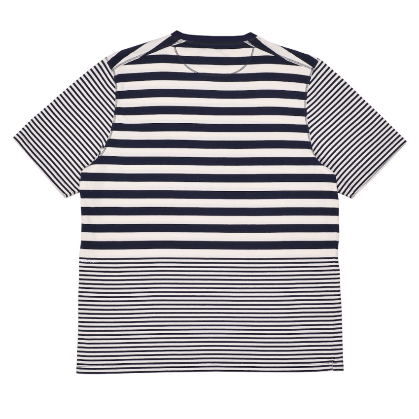 POP Trading Company Striped Pocket Tee Navy/Off White