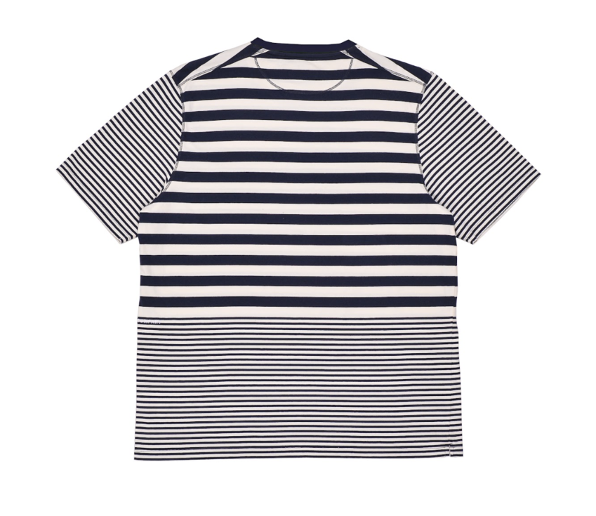 POP Trading Company Striped Pocket Tee Navy/Off White