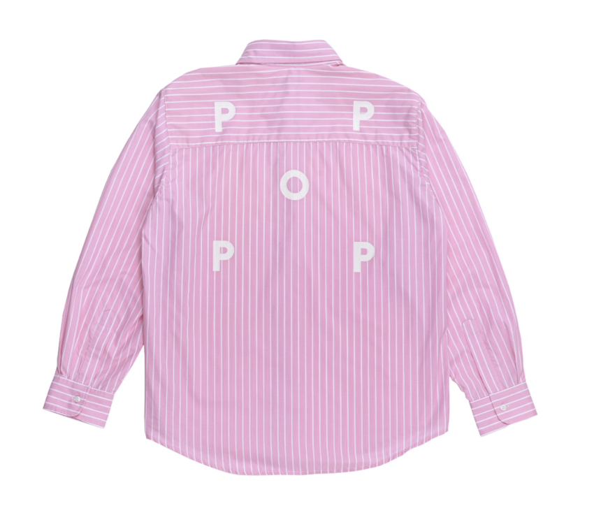 POP Trading Company POP Logo Striped Shirt Pink