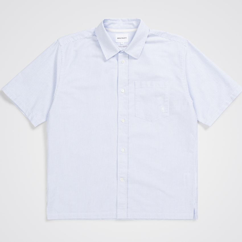 Norse Projects  Ivan Oxford Monogram Blue Stripe