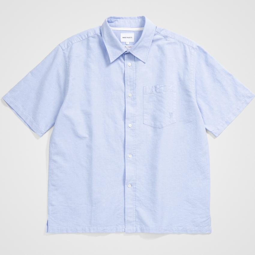 Norse Projects  Ivan Oxford Monogram Pale Blue