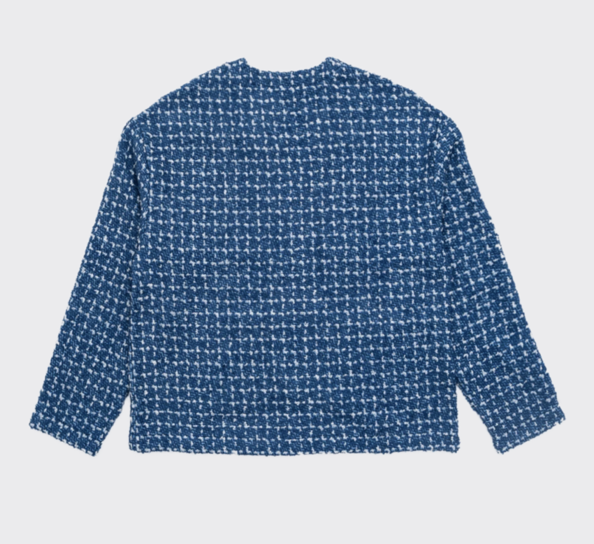 Henri Cardigan Boucle White/Mid Blue