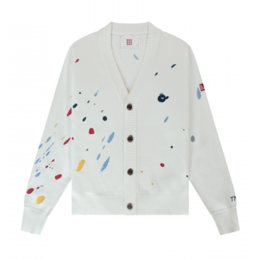Pain Splatter Cardigan White Alyssum Creme