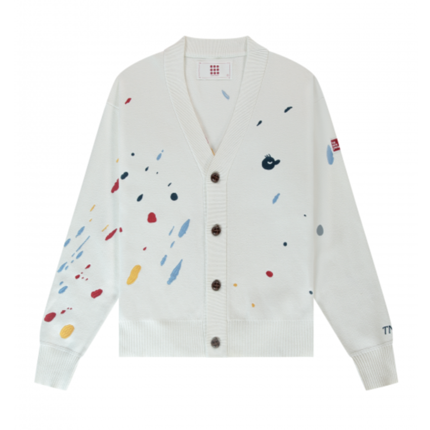 Pain Splatter Cardigan White Alyssum Creme
