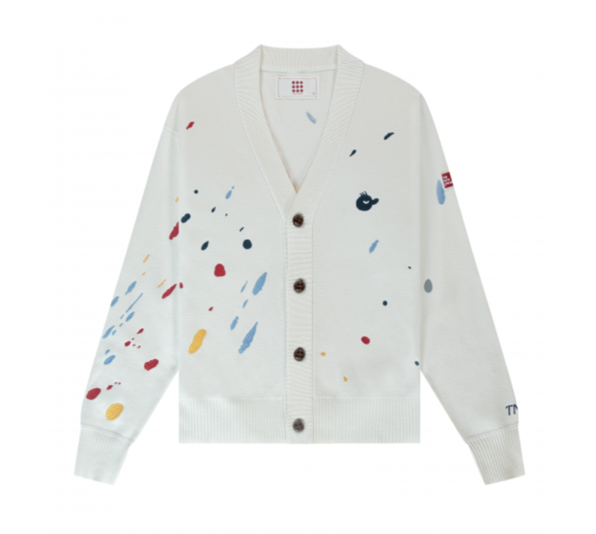 Pain Splatter Cardigan White Alyssum Creme