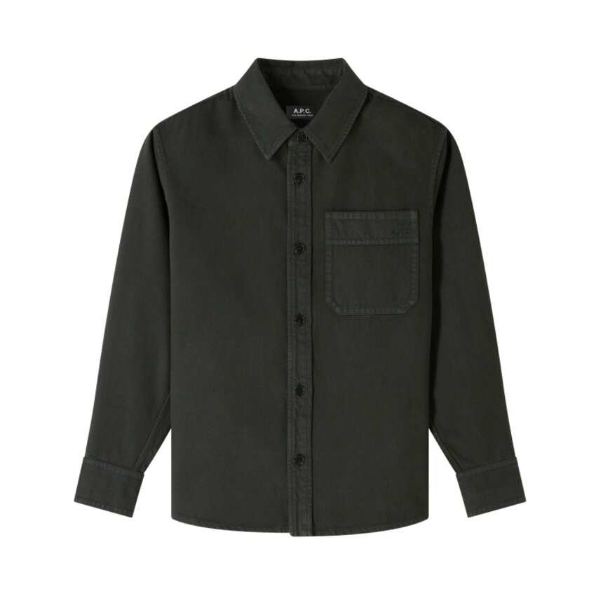 A.P.C. Paris Basile Embroidered Logo Overshirt Dark Green