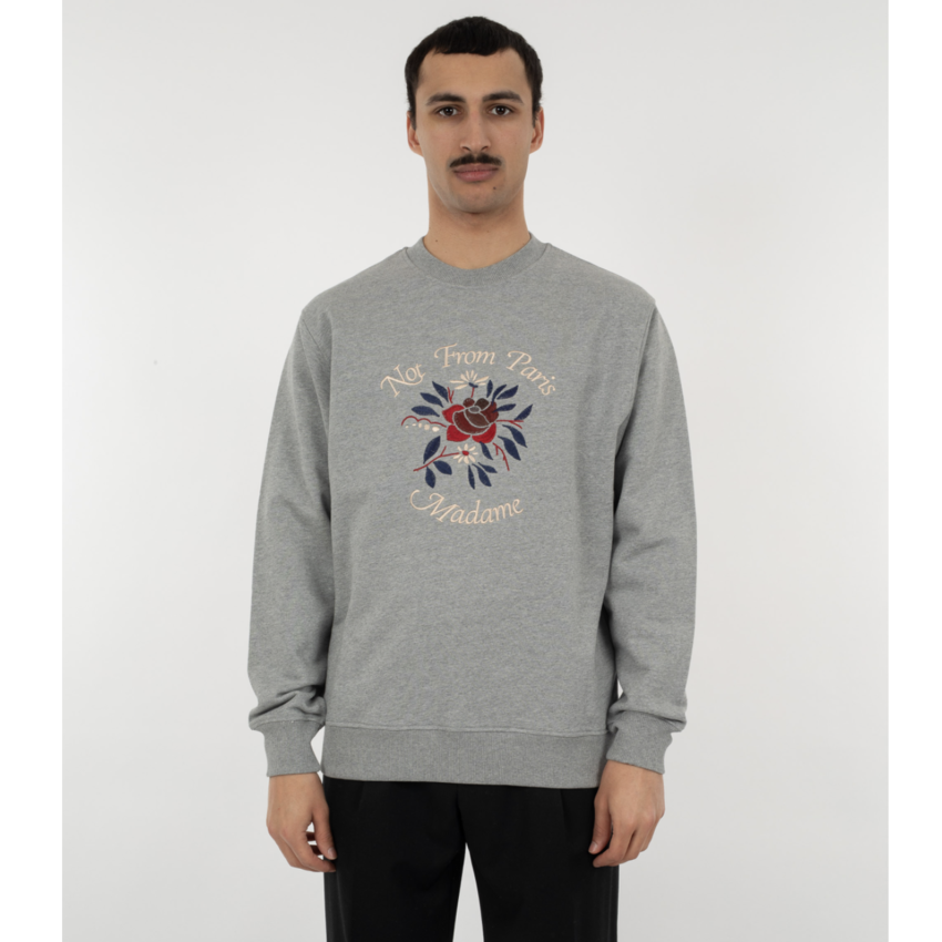 Drôle de Monsieur Flower Slogan Sweat Grey