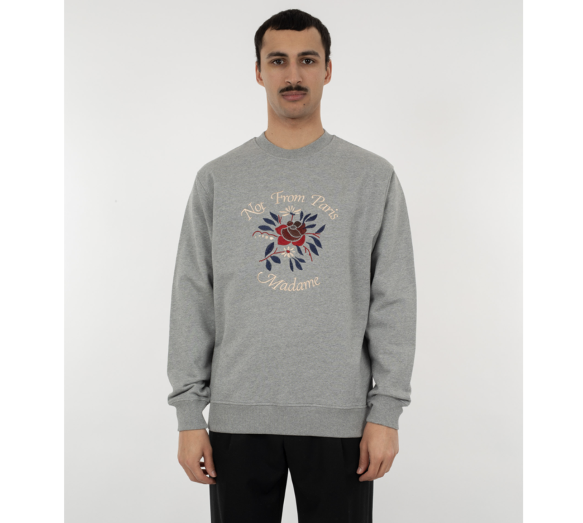 Drôle de Monsieur Flower Slogan Sweat Grey