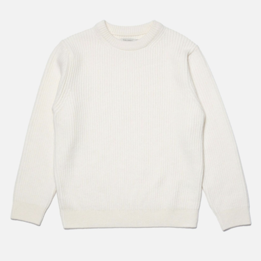 Nudie Jeans August Rib Wool Sweater Offwhite