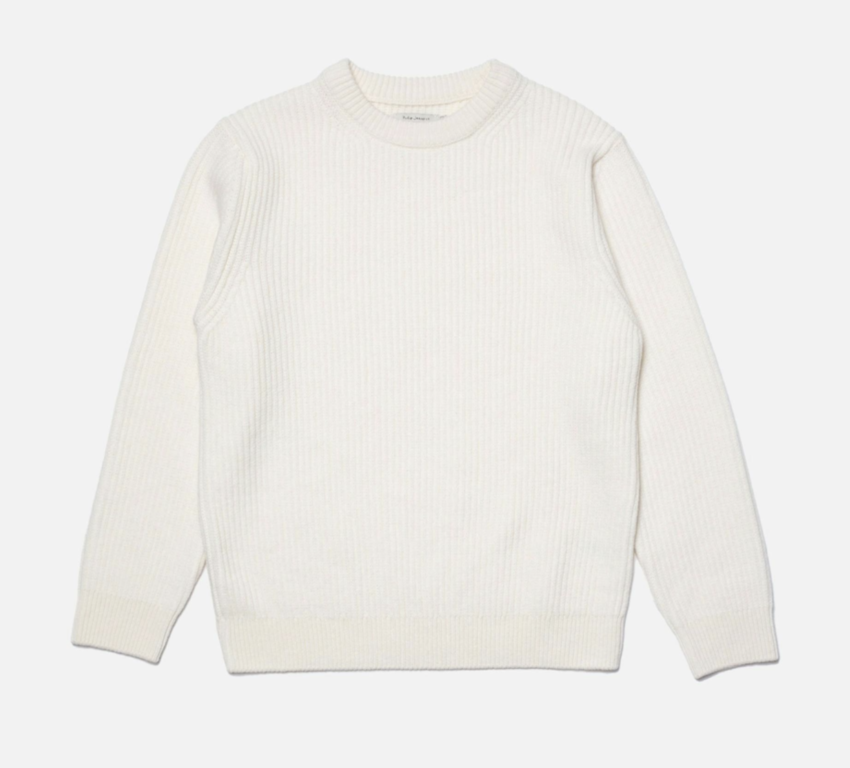 Nudie Jeans August Rib Wool Sweater Offwhite