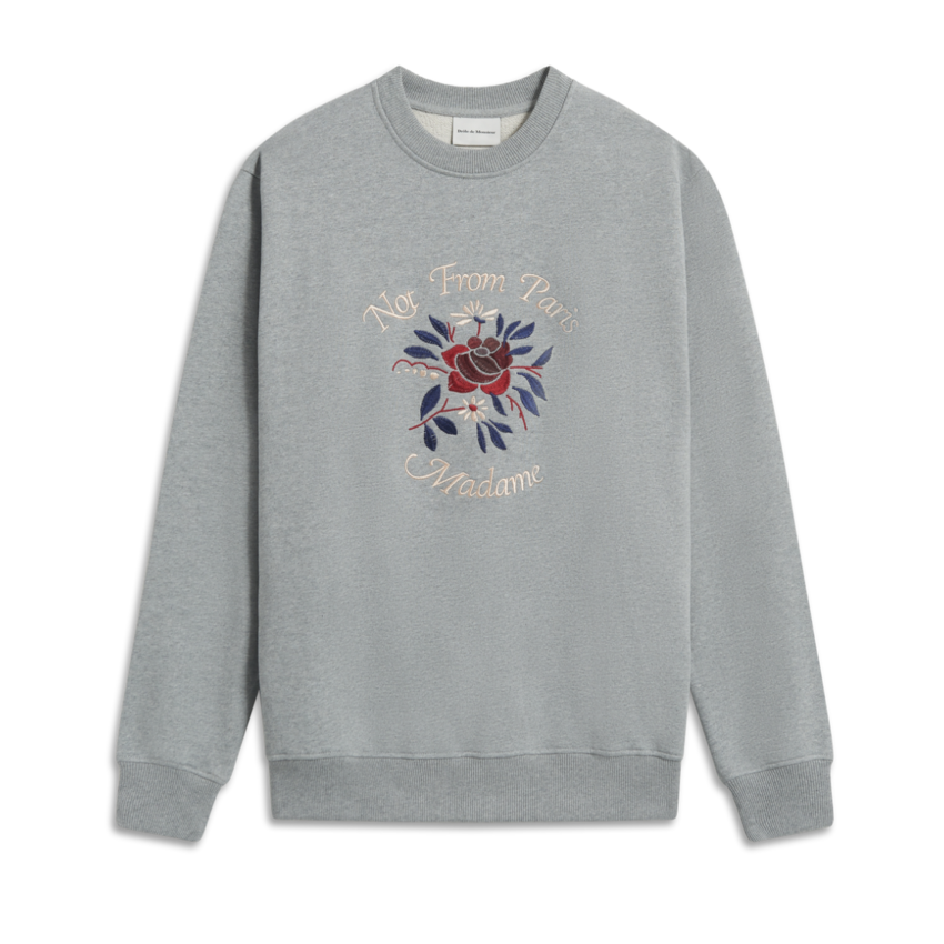 Drôle de Monsieur Flower Slogan Sweat Grey