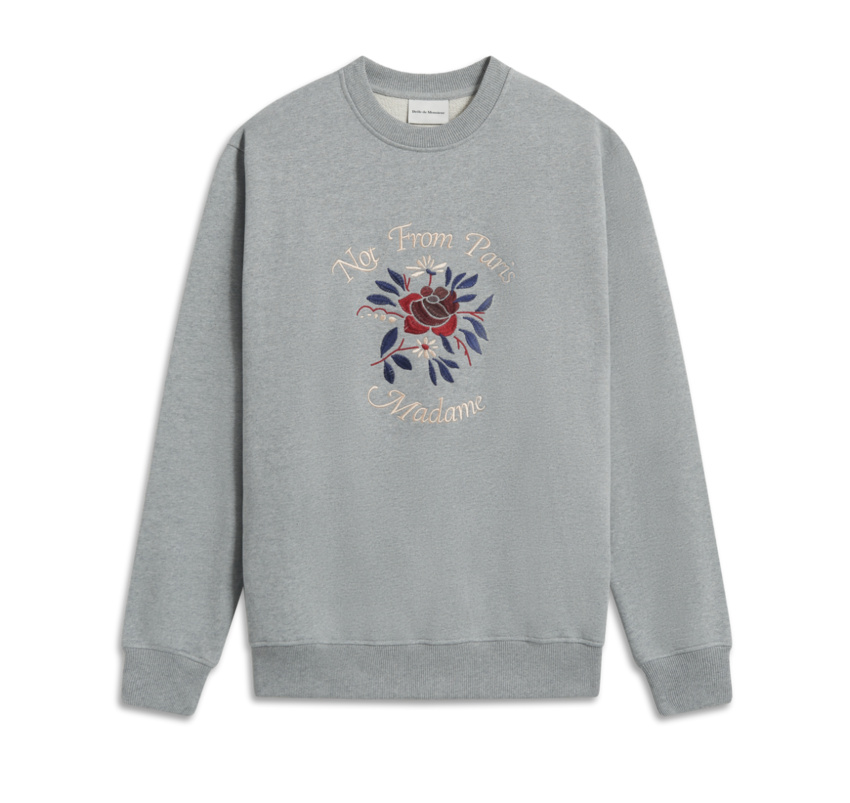 Drôle de Monsieur Flower Slogan Sweat Grey