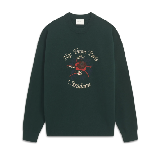 Drôle de Monsieur Flower Slogan Sweat Khaki