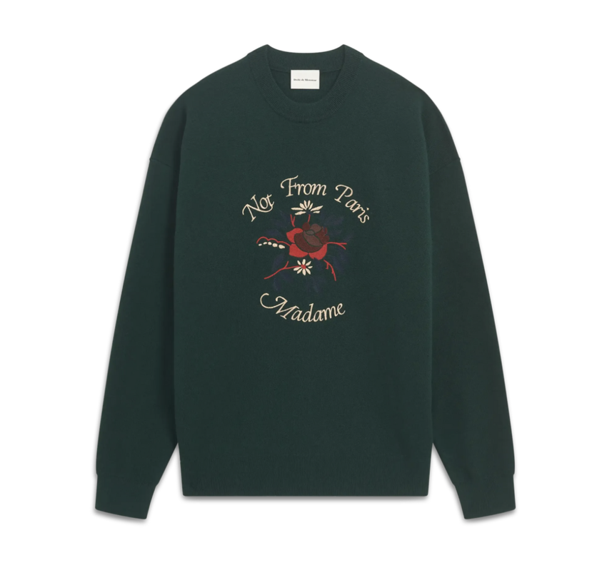 Drôle de Monsieur Flower Slogan Sweat Khaki