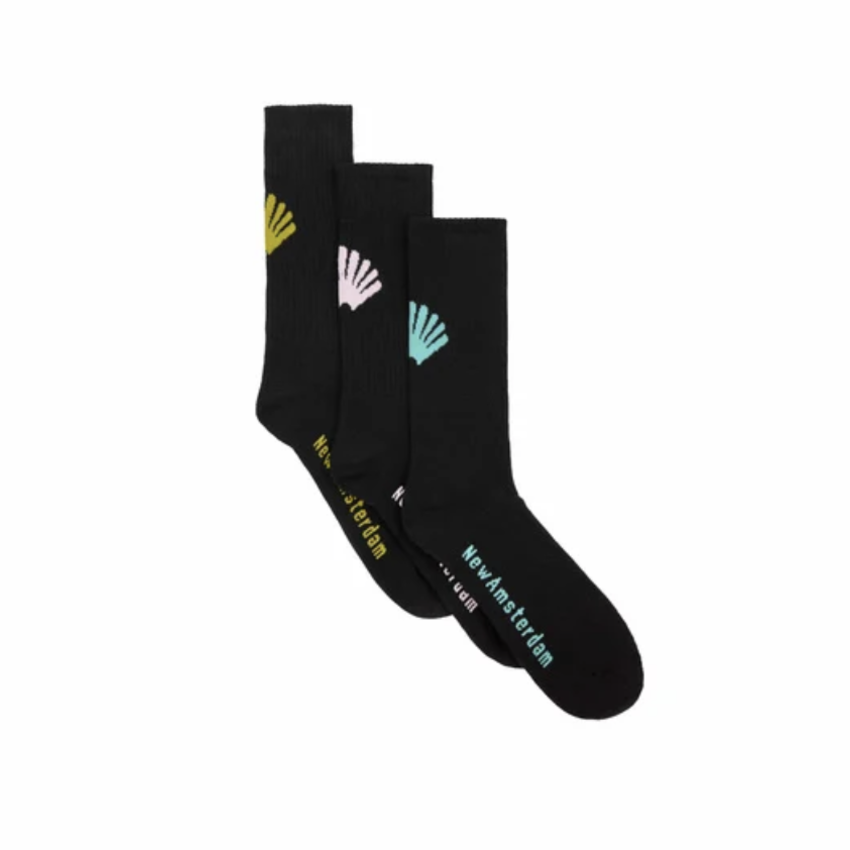 New Amsterdam Surf Association  Logo Socks 3-Pack Black