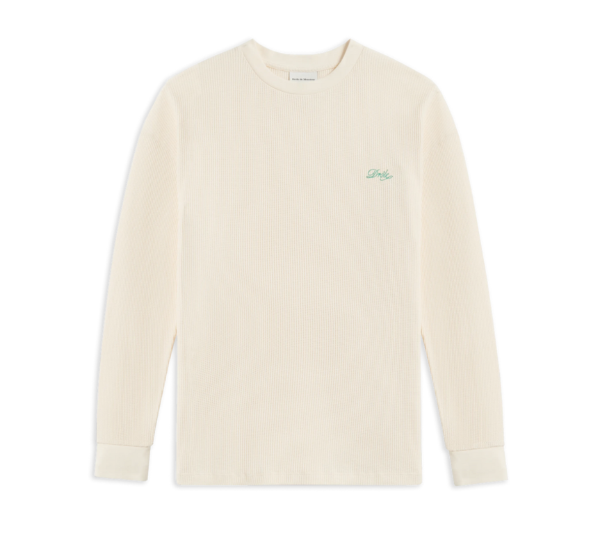 Drôle de Monsieur Drôle Logo Waffle Longsleeve Tee Cream