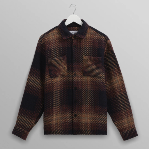 Whiting Overshirt Ombre Giant Windowpane Navy Caramel