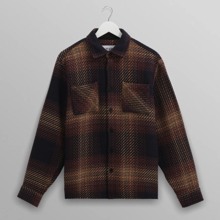 Whiting Overshirt Ombre Giant Windowpane Navy Caramel