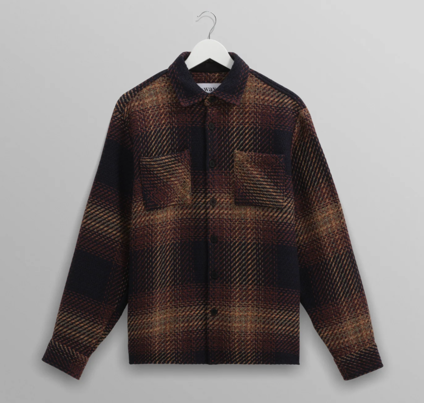 Whiting Overshirt Ombre Giant Windowpane Navy Caramel