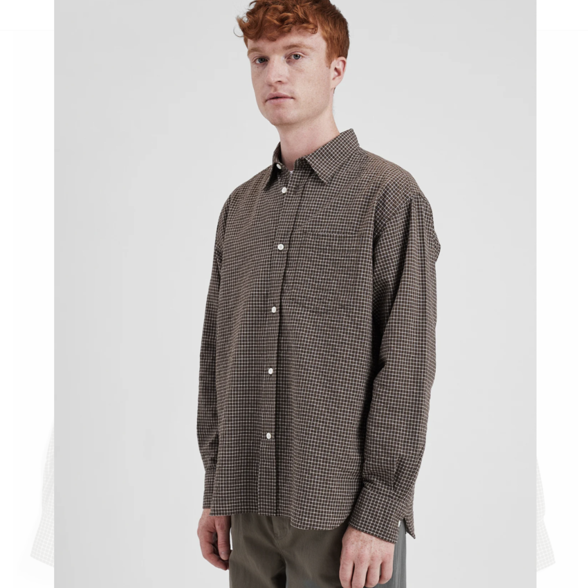 Norse Projects  Mo Check Oversized Shirt Taupe