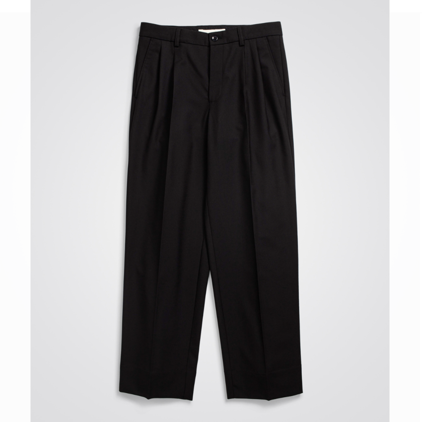 Norse Projects   Benn Relaxed Cotton Wool Twill Pleated Trouser Black