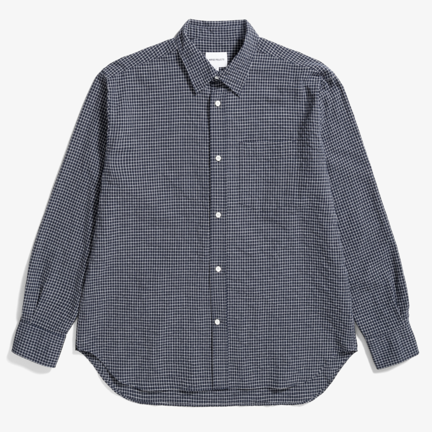 Norse Projects  Mo Check Oversized Shirt Dark Navy