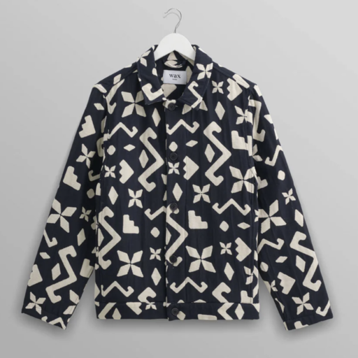 Iggy Jacket Block Geo Chenille Navy Ecru