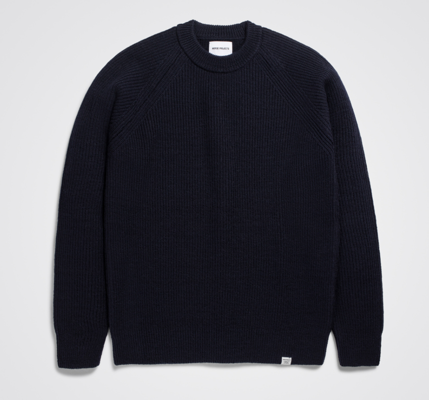 Norse Projects  Roald Wool Cotton Rib Sweater Dark Navy