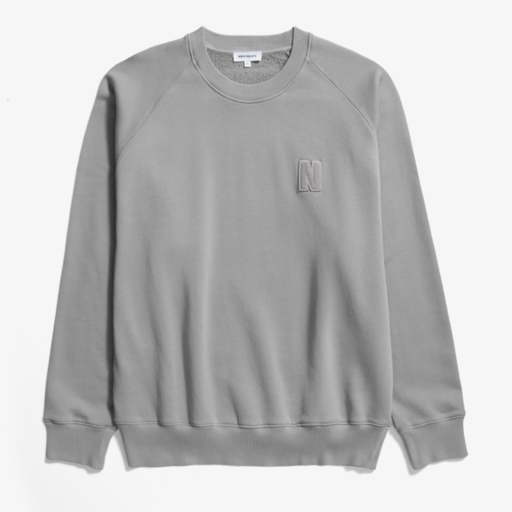 Norse Projects  Marten Relaxed Organic Raglan N Patch Sweatshirt Weather Grey