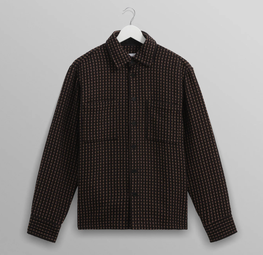 Wax London Whiting Overshirt Frome Black Beige