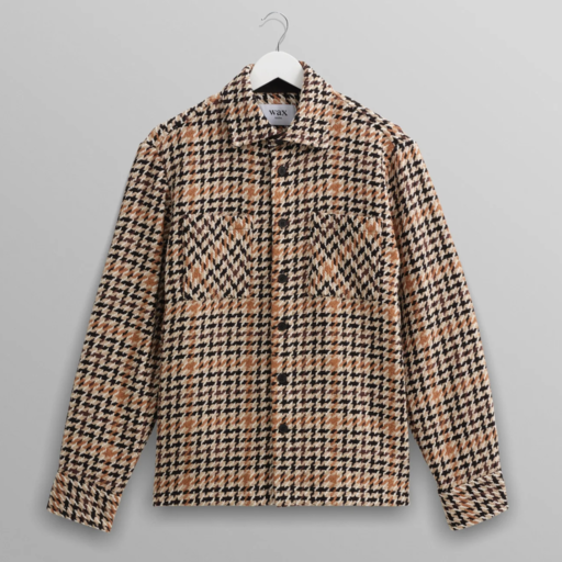 Wax London Whiting Overshirt Houndstooth Weave Naturel