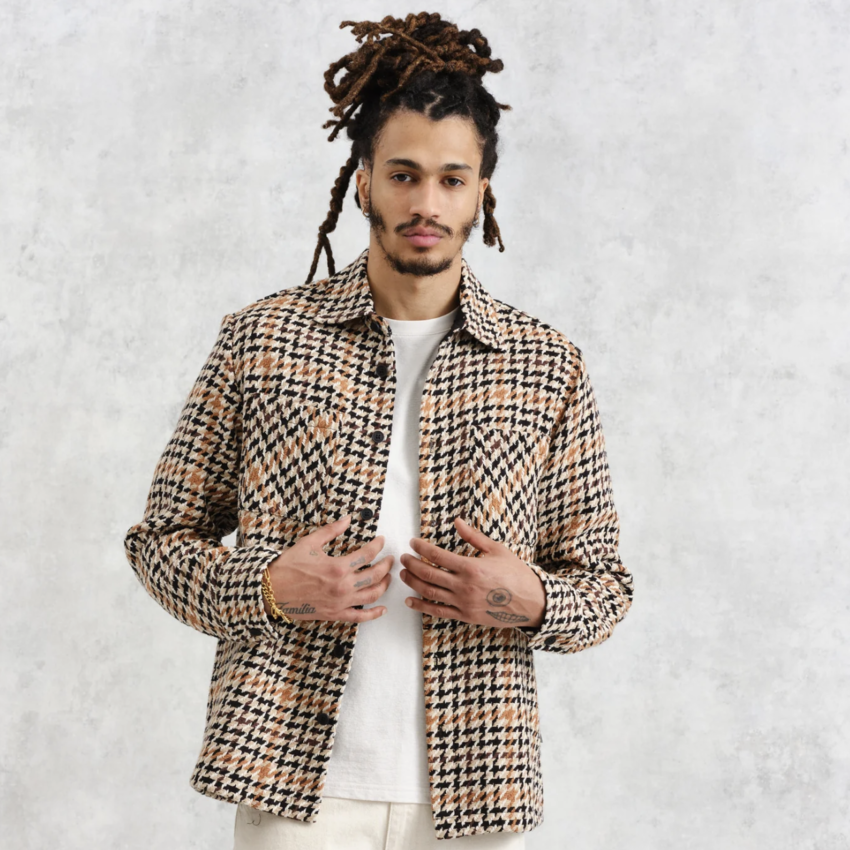 Whiting Overshirt Houndstooth Weave Naturel