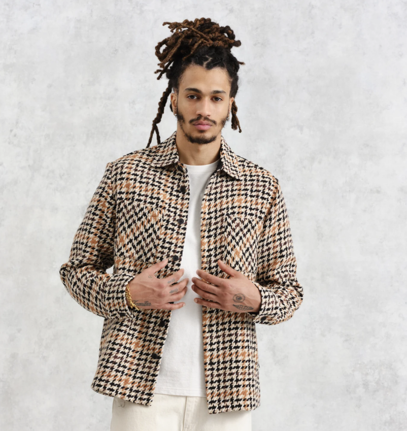 Whiting Overshirt Houndstooth Weave Naturel