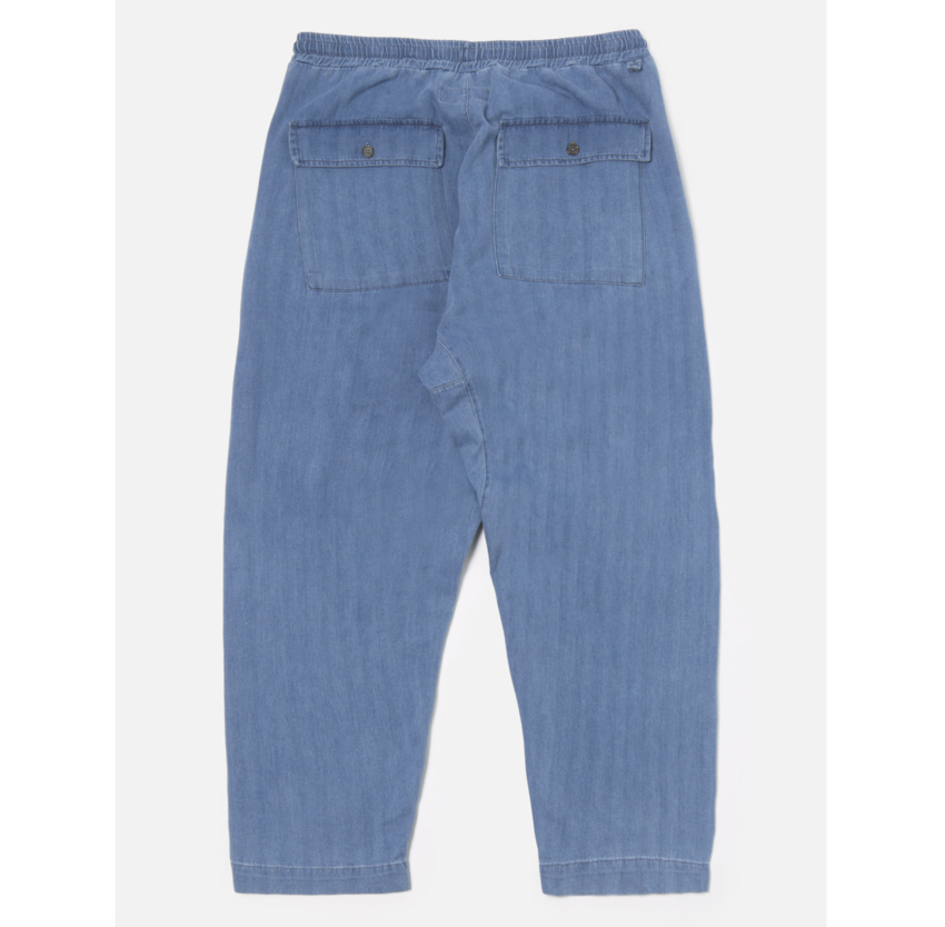 Universal Works Braga Pant Washed Indigo Herringbone Denim