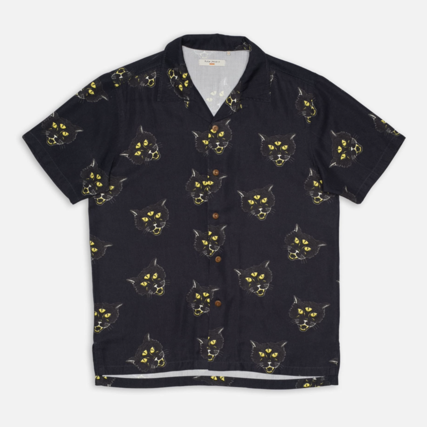 Nudie Jeans Arvid The Cat Hawaii Shirt Antracite