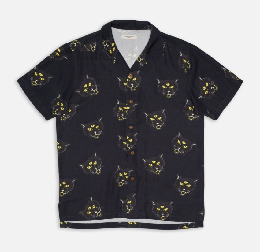 Nudie Jeans Arvid The Cat Hawaii Shirt Antracite